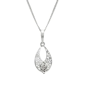 silver flower pendant necklace 925 sterling silver Praqia