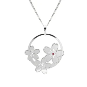 silver cherry pendant necklace 925 sterling silver 45cm