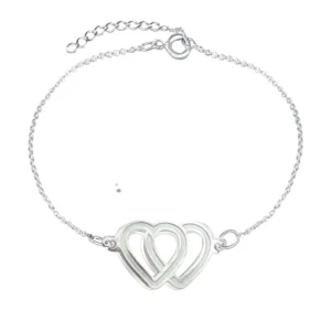 925 sterling silver heart bracelet double heart design