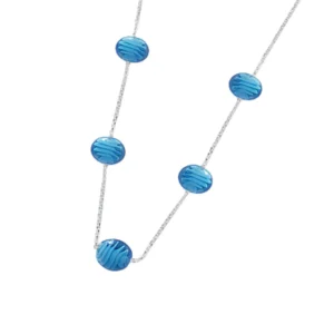 Sterling silver necklace with blue beads 925 Praqia 45.5 cm